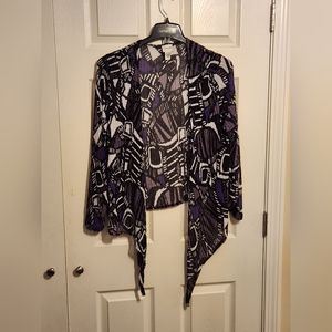 CHICO’S PURPLE ILLUSION TIED UP CARDIGAN SWEATER WOMEN’S SIZE 3